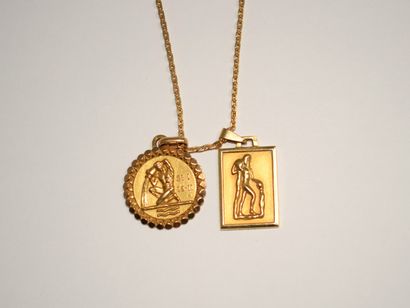 2 PENDANTS in 18K yellow gold (750/°°) sign...