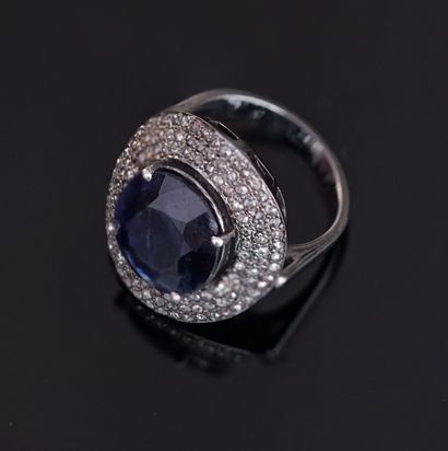 Black patinated silver ring 925°/°° centered...