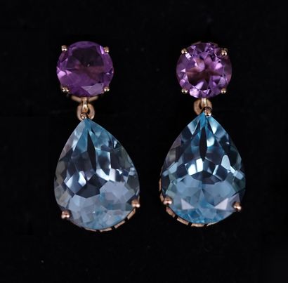 PAIR OF 925/°° gold-plated silver (vermeil)...