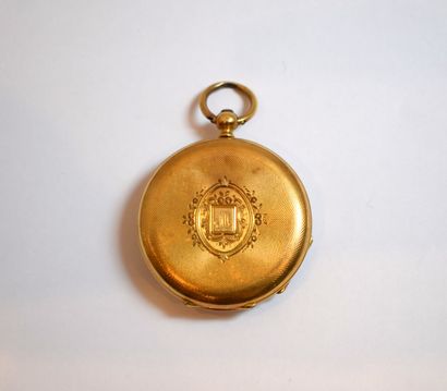 18K (750/°°) yellow gold GOUSSET WATCH, white...