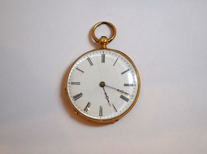 18K (750/°°) yellow gold GOUSSET WATCH, white...