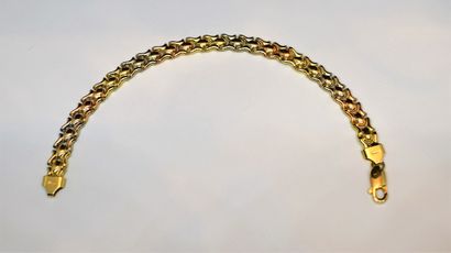 BRACELET in 18K (750/°°) yellow, pink and...
