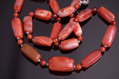 HARDSTONE - SAUTOIR formed of rectangular...
