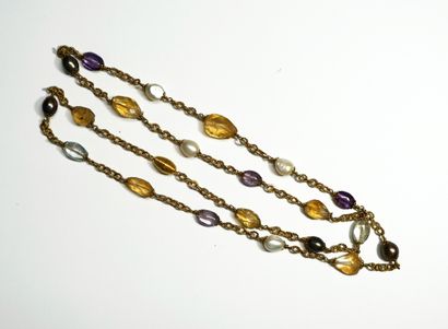 FANTAISIE - Gilded metal SAUTOIR with corded...