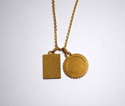 2 PENDANTS in 18K yellow gold (750/°°) sign...