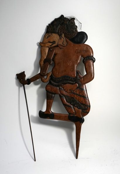 Puppet Ganesh Wayang Kulit. Patinated and...