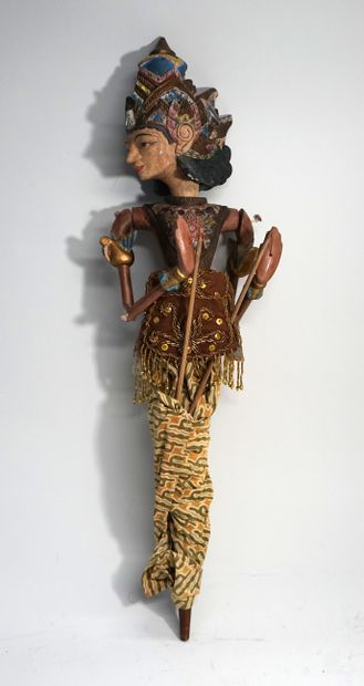 Wayang Menak deity puppet, head, bust and...