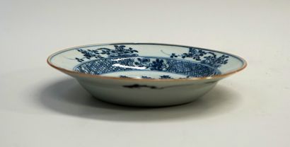 Soup plate in white blue porcelain with floral...
