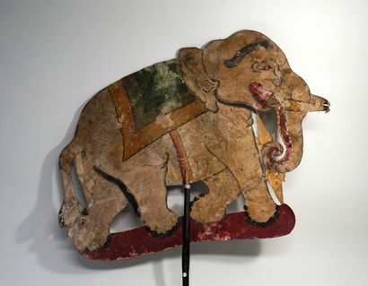 Old puppet presenting an elephant from the...