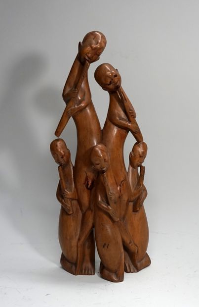 Exotic wood sculpture representing flute...