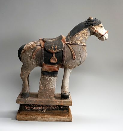 Ming style polychrome terracotta horse. ...