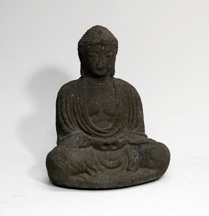 Buddha of Japanese style in meditation. Black...