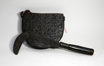 Old serpette with blade out of beaten iron...