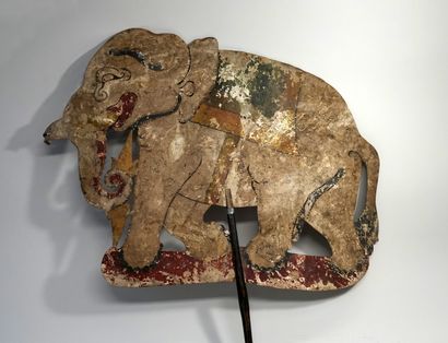 Old puppet presenting an elephant from the...