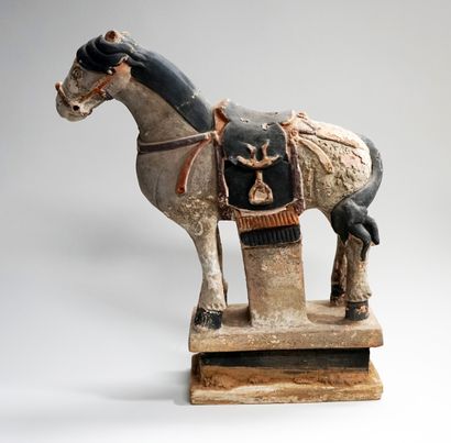 Ming style polychrome terracotta horse. ...