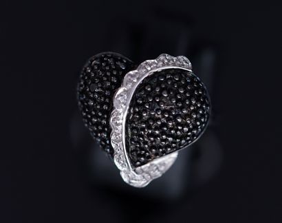 BAGUE en argent et argent noirci 925/°° en...