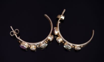 PAIRE de 1/2 CREOLES en argent doré 925°/°°...