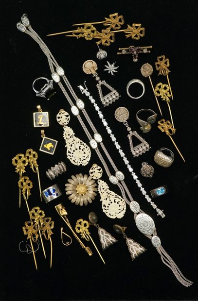 LOT of fancy silver or gold plated metal...