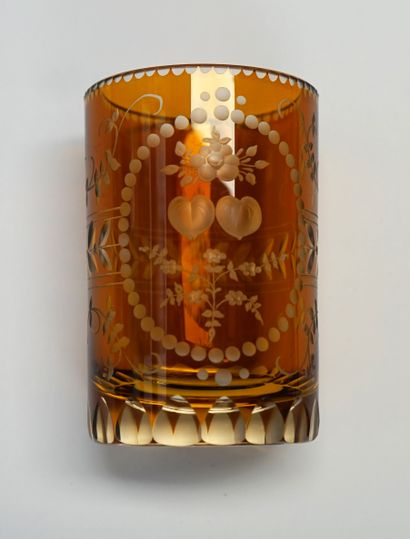 Wedding glass in engraved orange crystal...