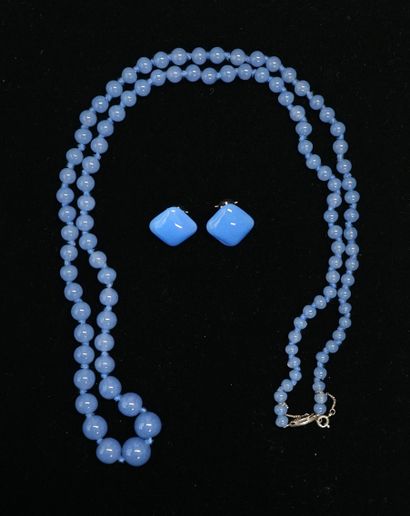 SAUTOIR in blue lavender glass balls and...