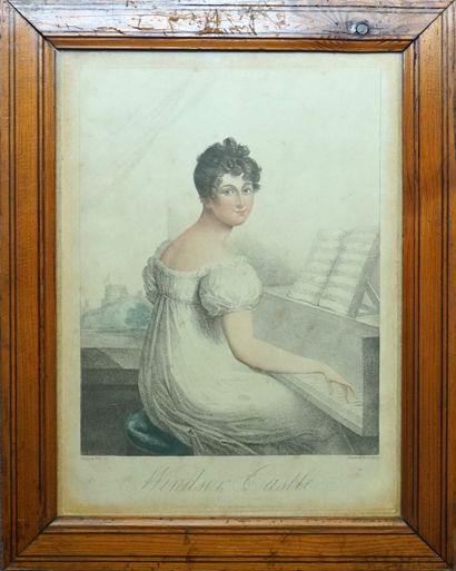 Two engravings in colors representing young...