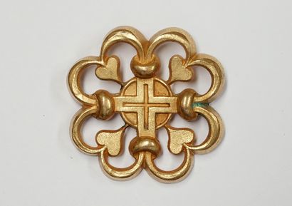 PAULE INGRAND - Gilded metal openwork brooch...