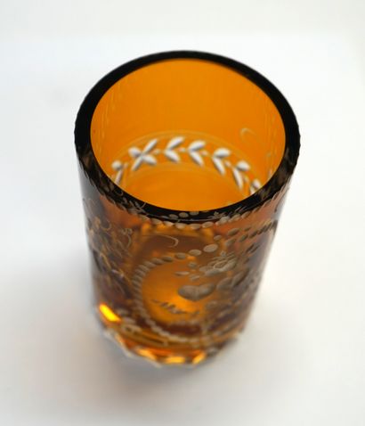 Wedding glass in engraved orange crystal...