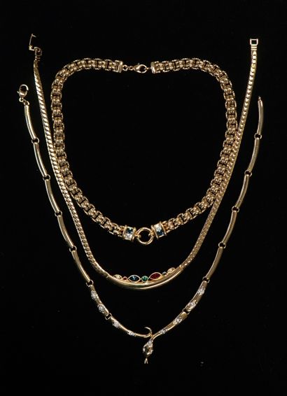 LES SABINES - Set of 3 gold-plated necklaces...