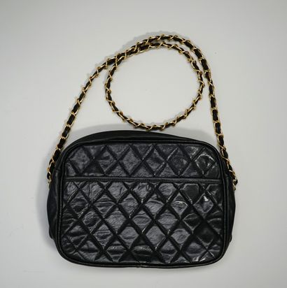 Black leather bag partly padded, leather...