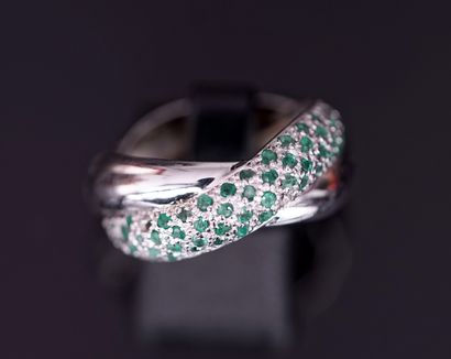BAGUE en argent 925/°° double jonc croisé,...