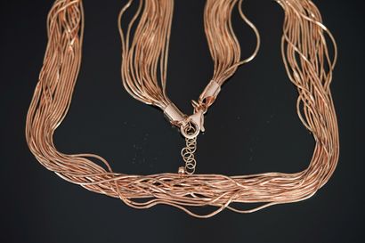 DALIA - 16-row choker necklace in rose g...