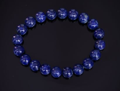 BRACELET round beads lapis lazuli 10mm. Mounted...
