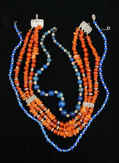 SET of 3 antique necklaces made of chips...
