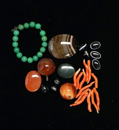 LOT of various hard stones including: pierced...