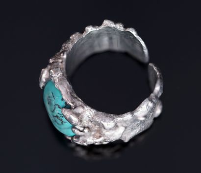 SCHAIX Erik - Silver ring set with a turquoise...