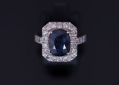 18K (750/°°) yellow and white gold ring with...
