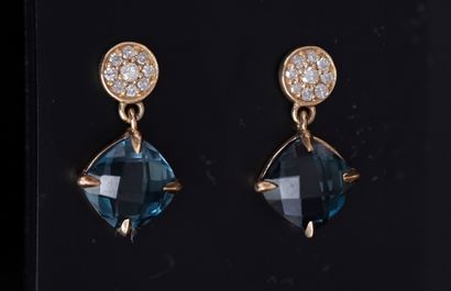 PAIR OF EARRINGS in 925°/°° gold-plated silver...