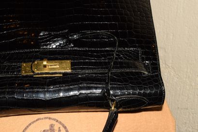 HERMES - BAG model KELLY, in black crocodile...