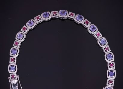 BRACELET articulé en or gris 14k (585/°°)...