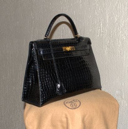 HERMES - BAG model KELLY, in black crocodile...