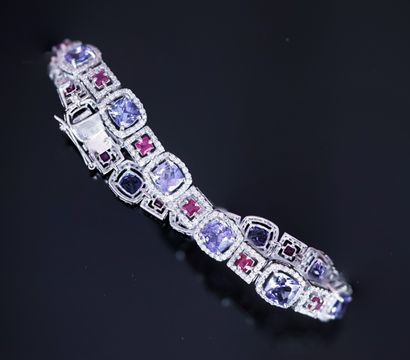 BRACELET articulé en or gris 14k (585/°°)...