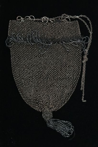Old ball bag entirely embroidered with small...