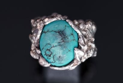 SCHAIX Erik - Silver ring set with a turquoise...