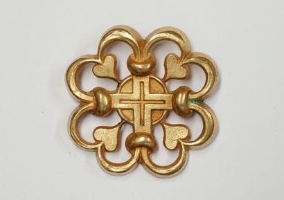 PAULE INGRAND - Gilded metal openwork brooch...