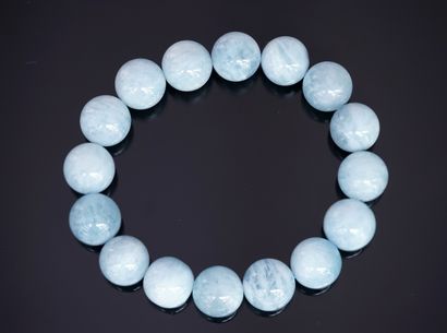BRACELET of 12mm round aquamarine beads....