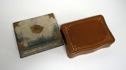 SET of 2 antique jewelry boxes, one in velvet...