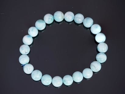 BRACELET round beads larimar 8mm. Mounted...