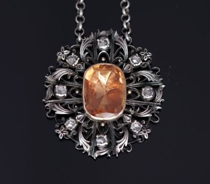 NECKLACE with silver and 18k (750/°°) yellow...