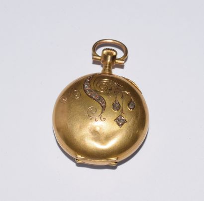 NECK WATCH in 18K (750/°°) gold, back decorated...