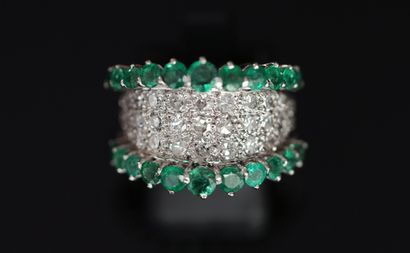 BAGUE bandeau en or gris 18k (750/°°) ornée...